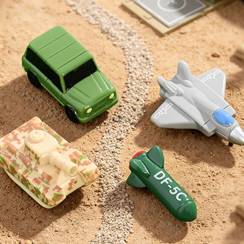 Miniature Fighter Vehicle Model Set, 4 Resin Display Figures with Varied Vehicle for Tabletop Scene, Shelf Accent, 87HA