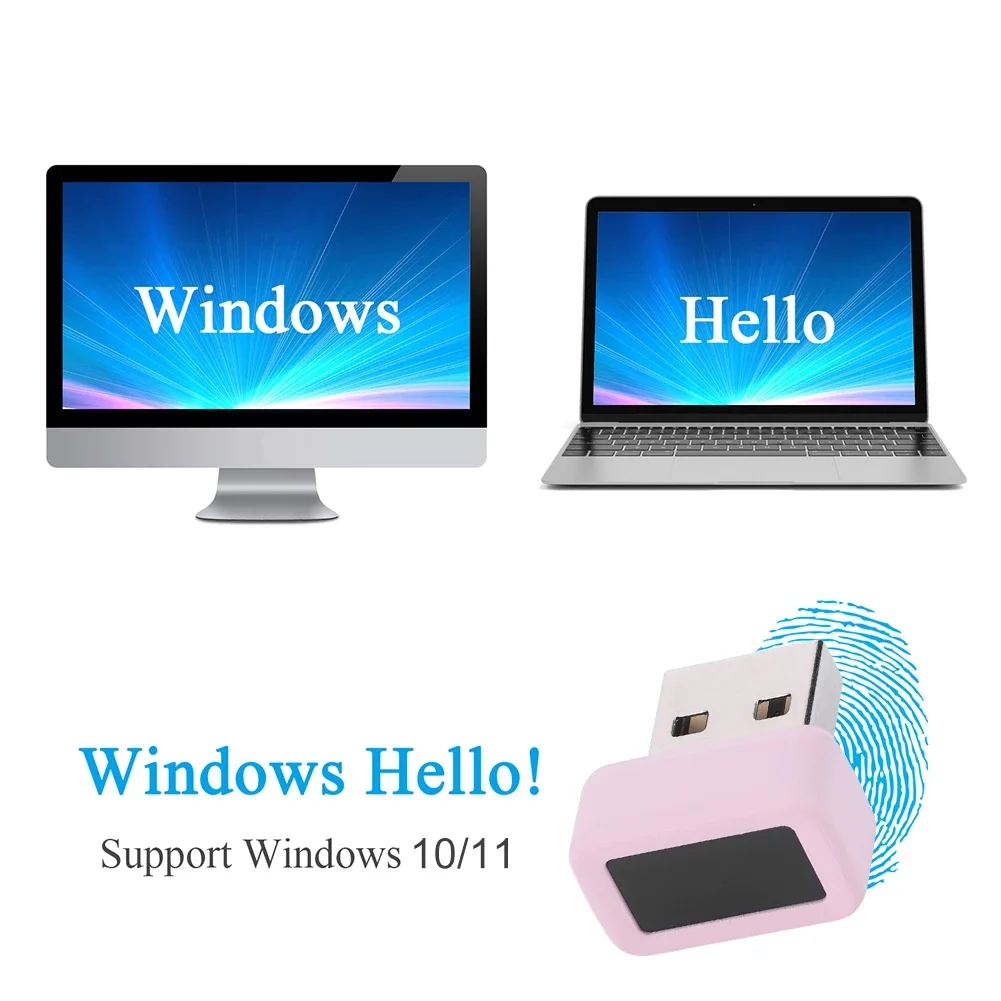 Lector de llaves de huellas dactilares USB, Mini llave de seguridad biométrica, Dongle antisalpicaduras, Windows Hello FIDO U2F, llave de seguridad de coincidencia rápida