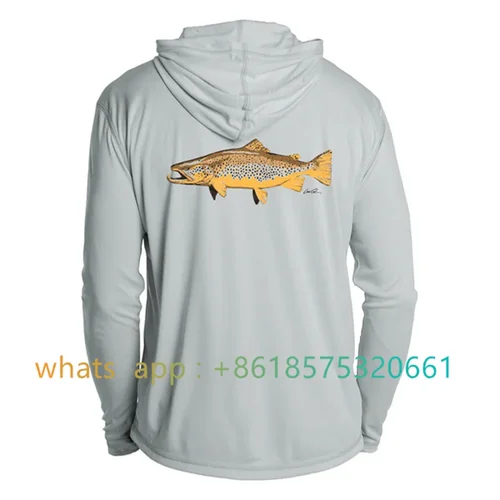 Imagen 1 del producto Camisa de pesca de rendimiento Upf 50 para hombre, Sudadera con capucha de manga larga para pesca, senderismo, camisa transpirable con protección solar, traje de pesca 2025