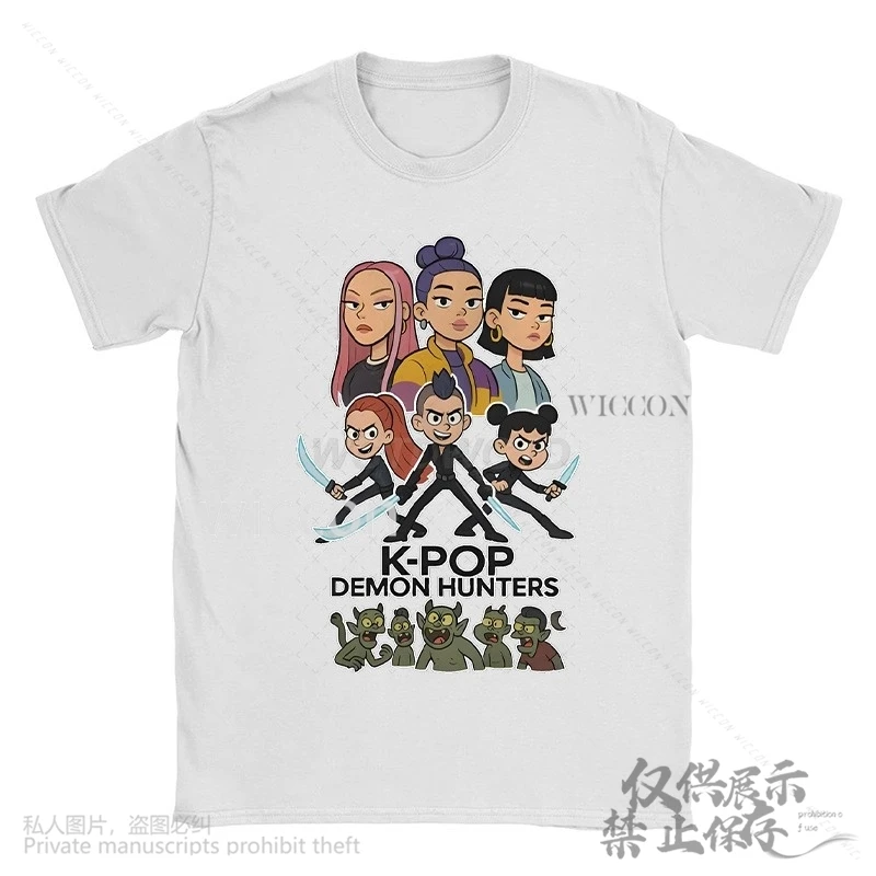 KPop Demon Косплей Аниме Фильм Kawaii Футболка с героями мультфильмов Фанарт Летний принт Дышащий хлопок Милый джирай Kei Девушки Хэллоуин 코스프레