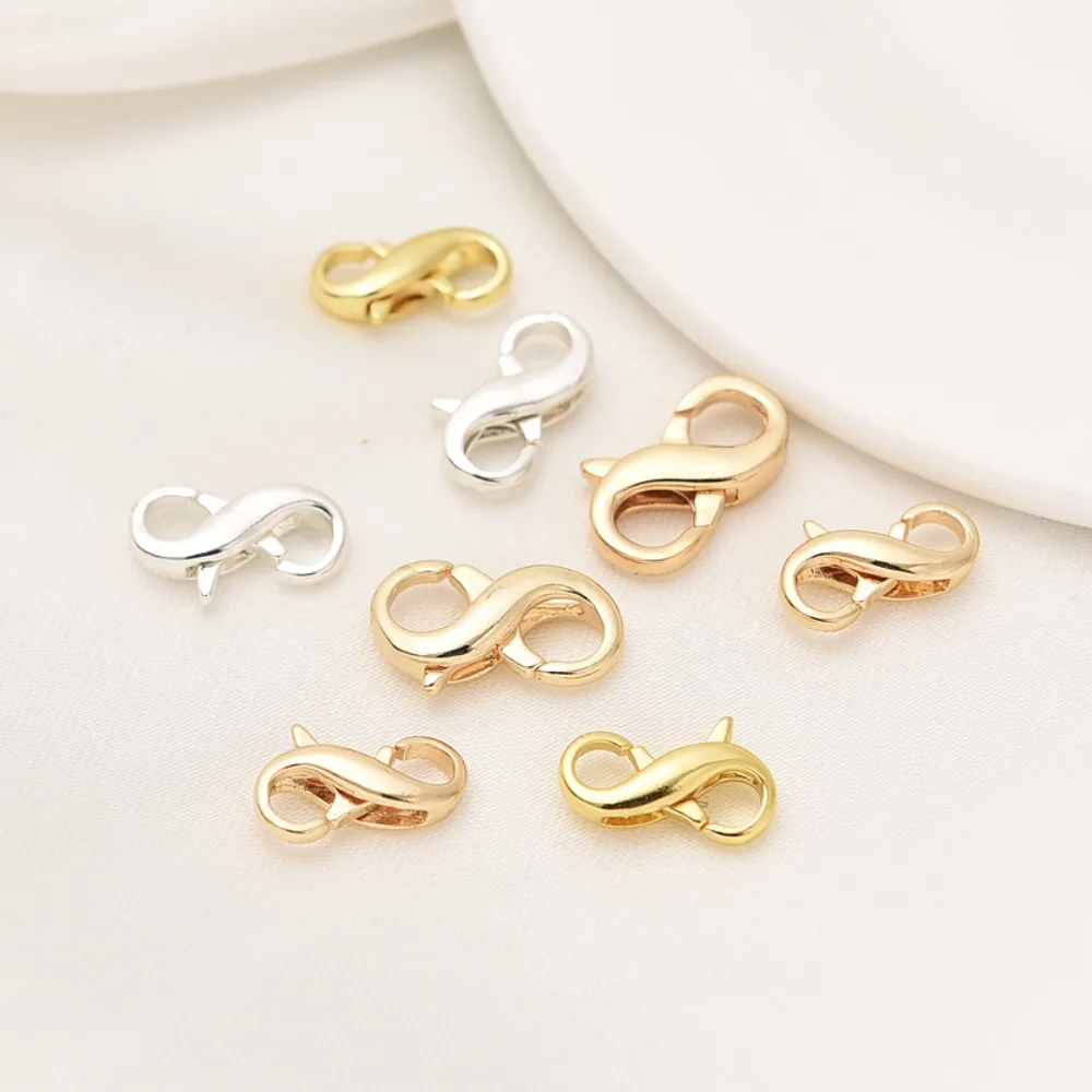 

14-каратное позолоченное 8-образная пряжка с двойным открытием, аксессуары ручной работы, жемчужное ожерелье, пряжка-лобстер, пружинная пряжка