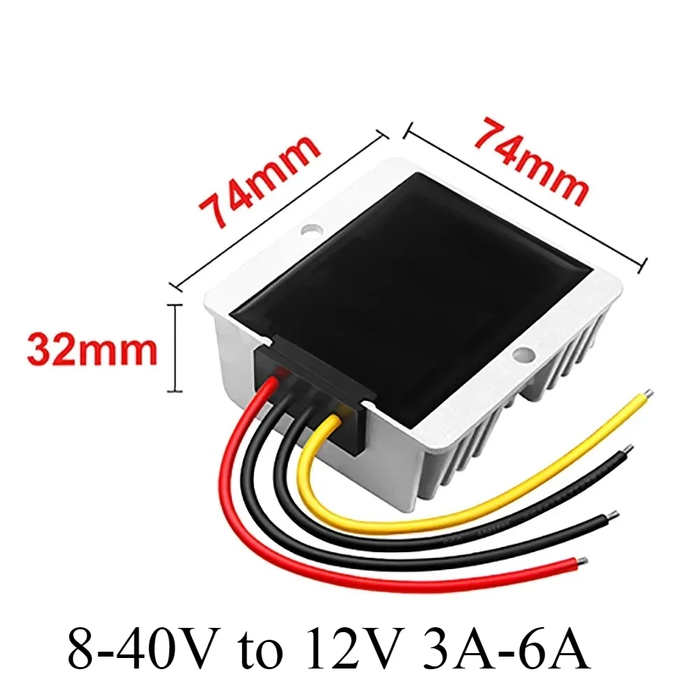 

12V to 12V 8-40V to 12V 6A Power Converter Regulator Boost Buck DC DC Voltage Stabilizer Transformer Step-up Down for Cars Solar