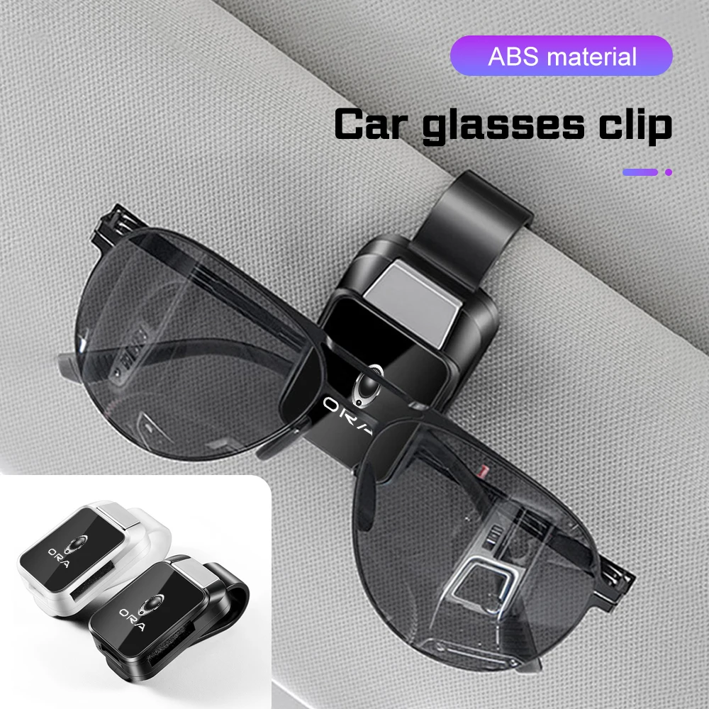 1PC Car Sun Visor Glasses Clips For ORA Good Lightning Ballet White Black Funky Cat Car Interior Eyeglasses Storage Holder 2026