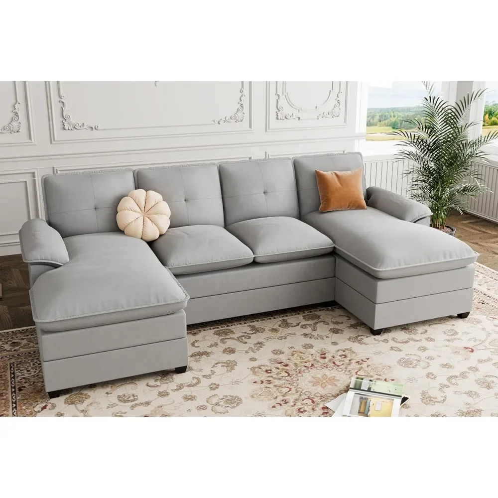 

110" Sectional Sofa Couch, U-Shaped Modular Couch Sleeper with Thick Cushion & Soft Backrest, 4 Seat Sofa Couch