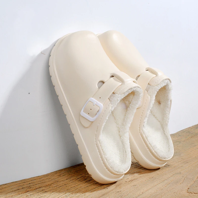 Gacimy النساء الشتاء نِعال من الفراء في الهواء الطلق مقاوم للماء أفخم اصطف حذاء للحديقة داخلي غامض القطن الشرائح الدافئة رقيق المنزل النعال #1