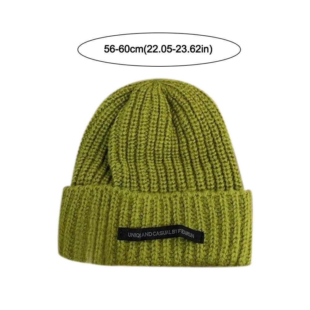 자수 레터링 니트 모자 따뜻한 단색 힙합 캡 부드러운 스키 모자 여성 남성용