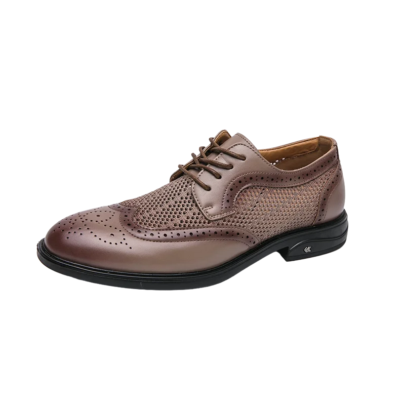 Luxury Designer New Men's Pointed Air Mesh Breathable Wedding Brogue Oxford Shoes Male Formal Dress Footwear Zapatos Hombre