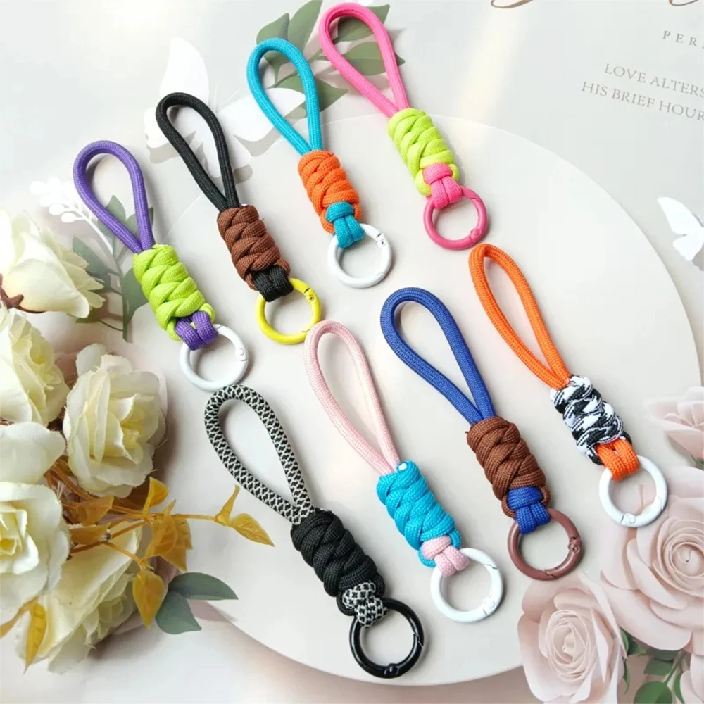 Kreatywny pleciony brelok do kluczy ze smyczą do etui na telefon Kobiety Anti Lost Knot Rope Strap Breloki do kluczy samochodowych Diy Akcesoria Modny brelok do kluczy