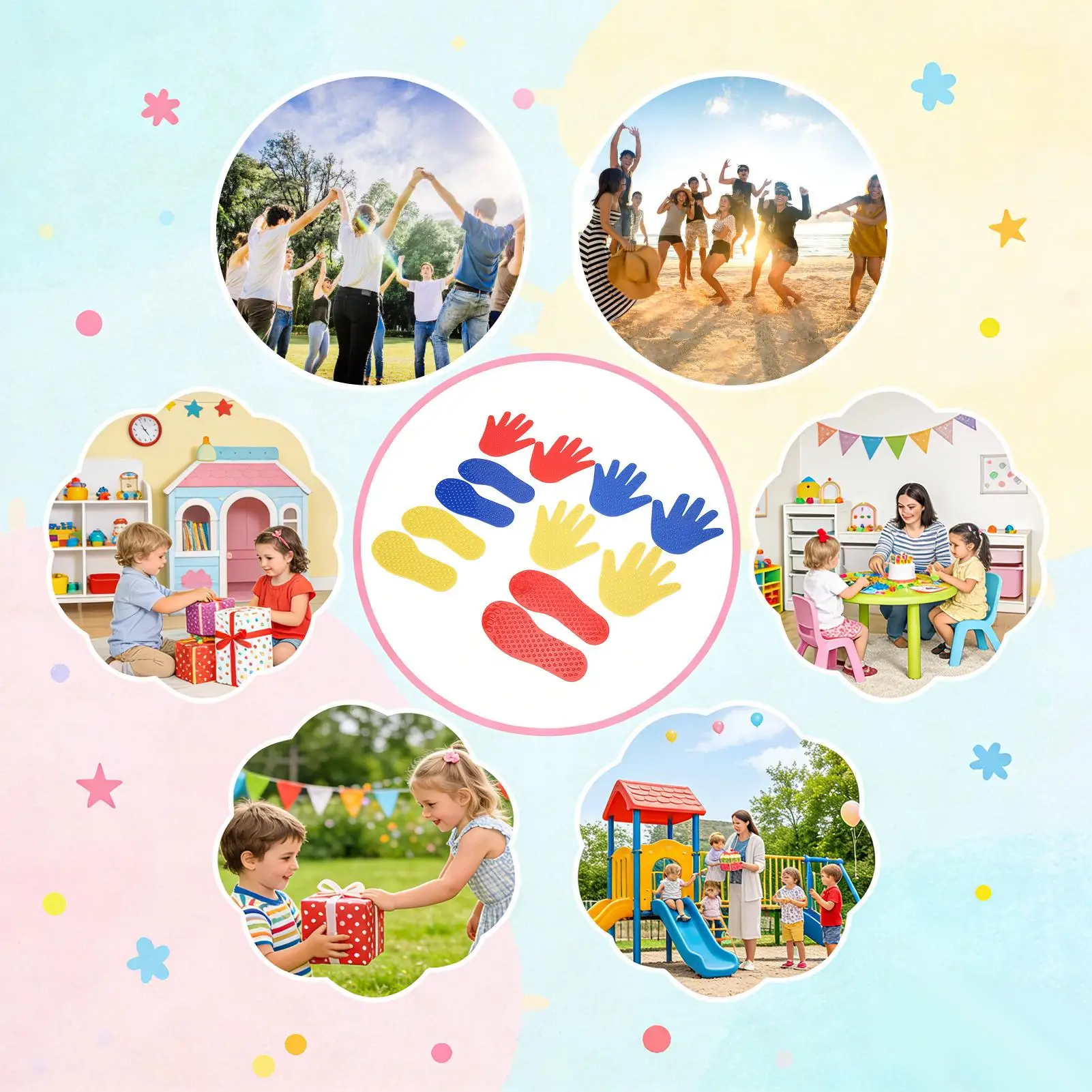 

Игровой коврик для рук и ног, 6 пар, нескользящий, для координационных упражнений, для детей и взрослых, для детского сада, дома, улицы, для использования на полу