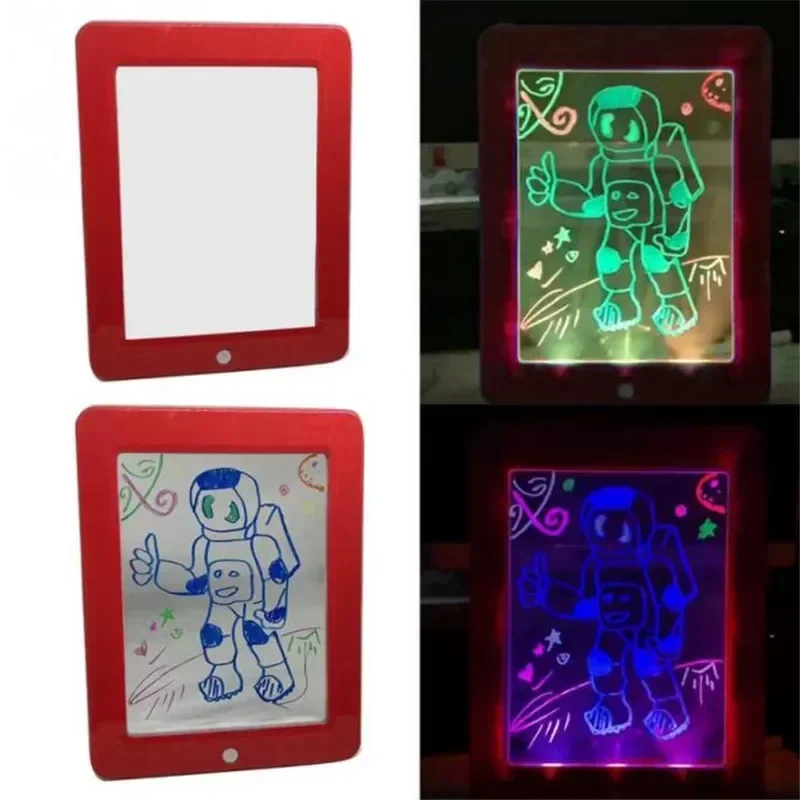 Bloc de dibujo mágico 3D, tablero de rompecabezas de 8 efectos de luz, Bloc de dibujo 3D, tableta, bolígrafo creativo para niños, regalo, luces LED, juguetes de dibujo artístico brillante