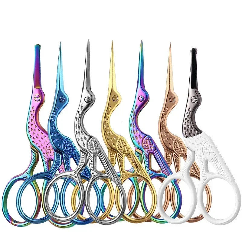 Round Head Stainless Steel Nose Hair Scissors Stork Type BeautyScissors For Eyebrows Nose Hair Beard Ear Hair Eyebrow Scissors