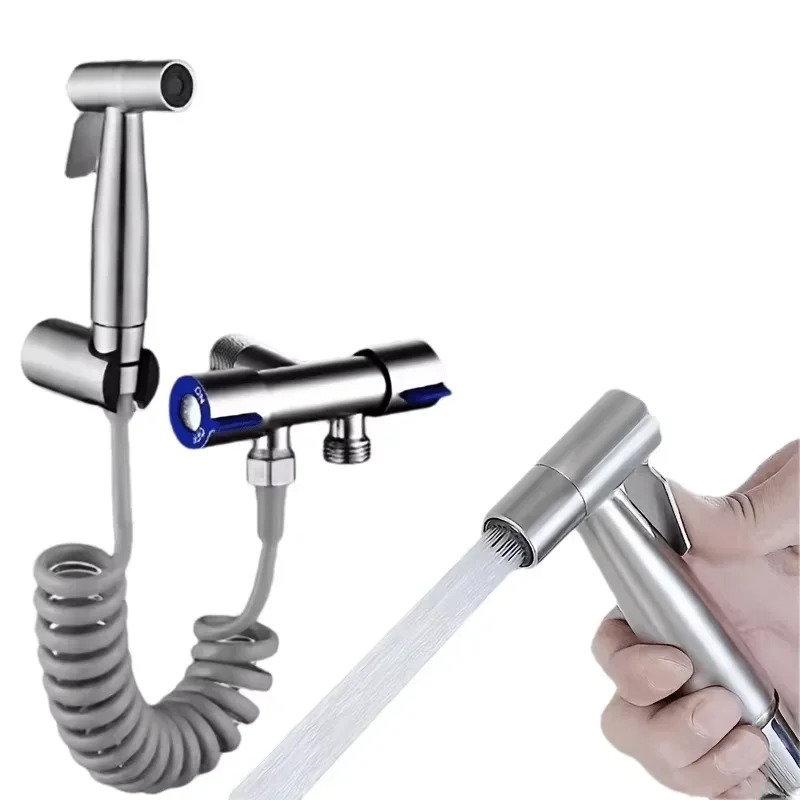 

304 Stainless Steel Bidet Sprayer Kit Toilet Faucet Rinser Handheld Toilet Companion Adjustable Water Pressure Bathroom Spray