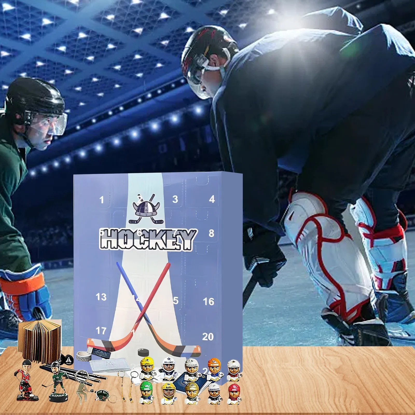 1 PC Hockey Advent Calendar 2024 with 24 Little Doors 24 Days Christmas Holiday Countdown Gifts Home Classroom Office Decor