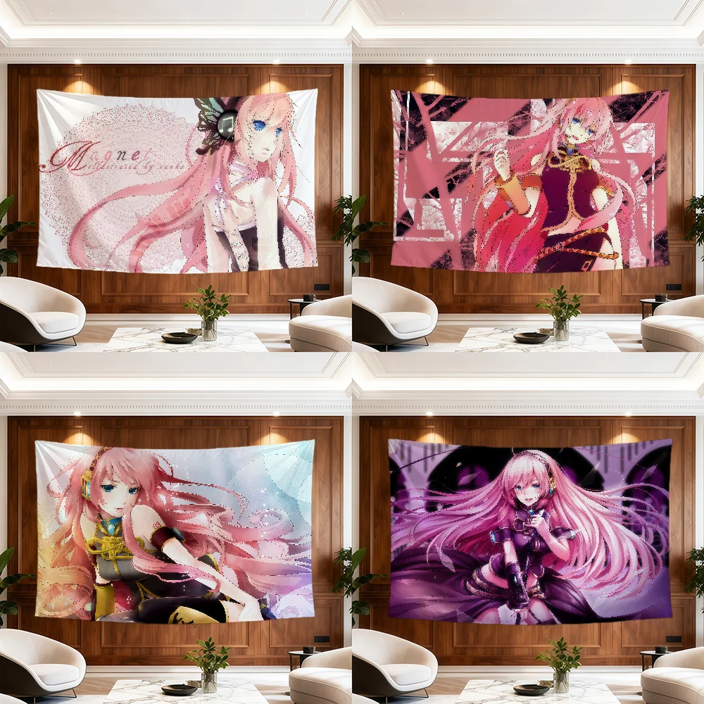 Anime Girl Art Cute M-Megurine L-Luka Flag For Room Dorm Camp Party Garage Bar Picnic Hogar Home Decor Banner Wall Hanging Gift