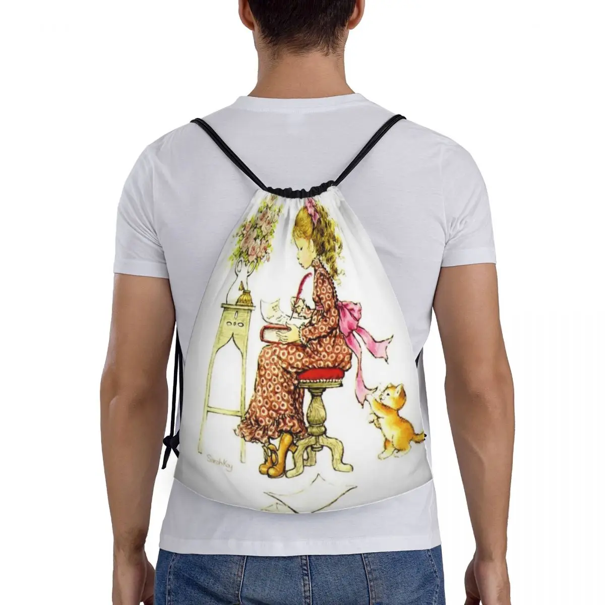 

Sarah Kay Swing Girl Backpacks Multi-function Portable Drawstring Bags Sundries Bag Book Bags For Travel Students