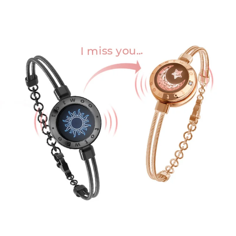 

Totwoo Bluetooth Smart Bracelets for Couples Touch Reminder Fashion Stainless Steel Jewelry Long Distance Relationship Gifts