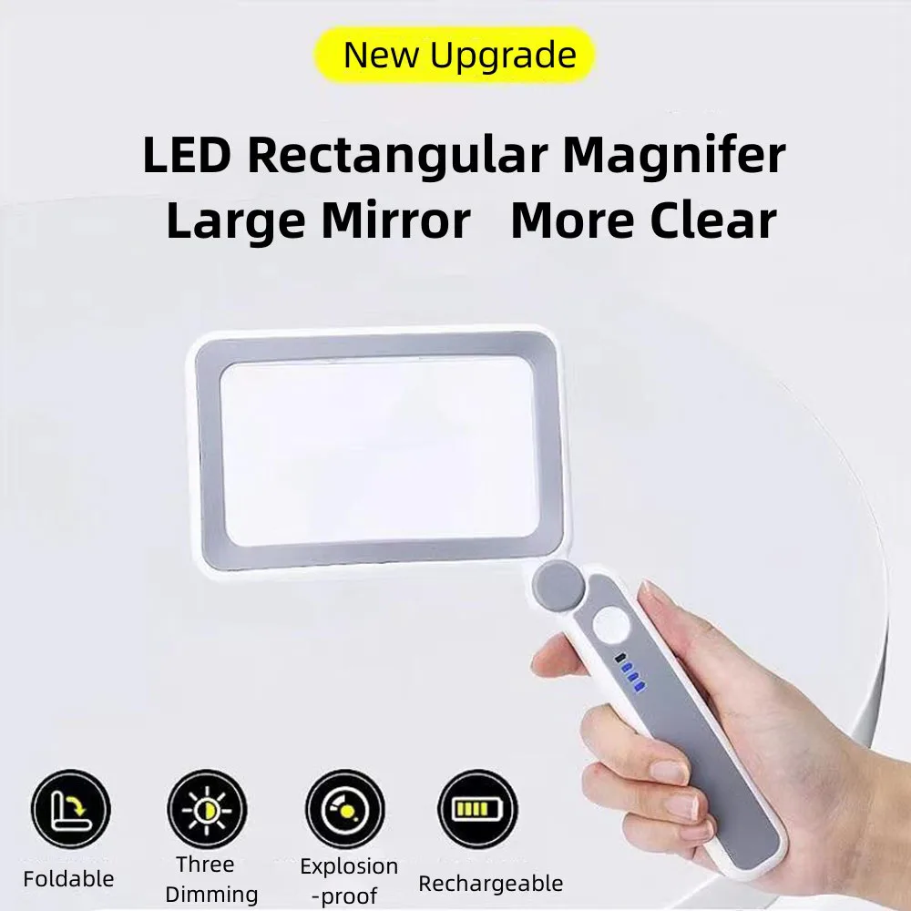 4X Magnifying Glass Folding Handheld Led Illuminated Rechargeable Magnifier With 10 LED Lights Large Hand Magnifiers For Jewelry