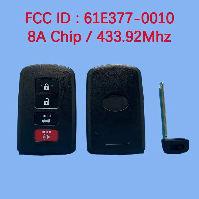 

CN007088 Послепродажный 4-кнопочный смарт-брелок 433,92 МГц FCC 61E377-0010 8A чип для Toyota