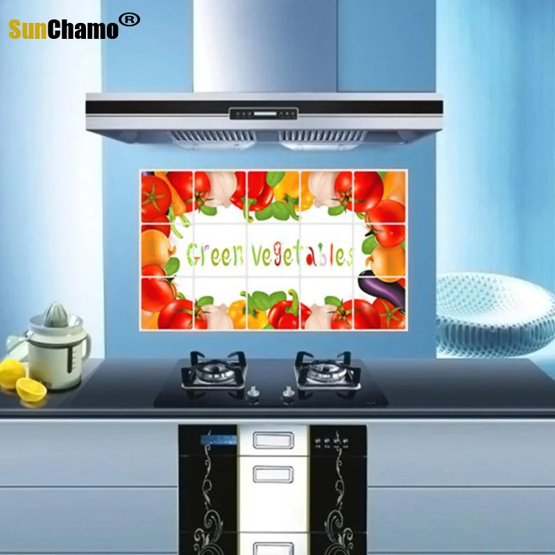 3PC Oilproof Removable Kitchen Mural Vinyl Wall Art Sticker Home Decal DIY Fruit Print Wall Strickers Kitchen Decoration 45*75CM