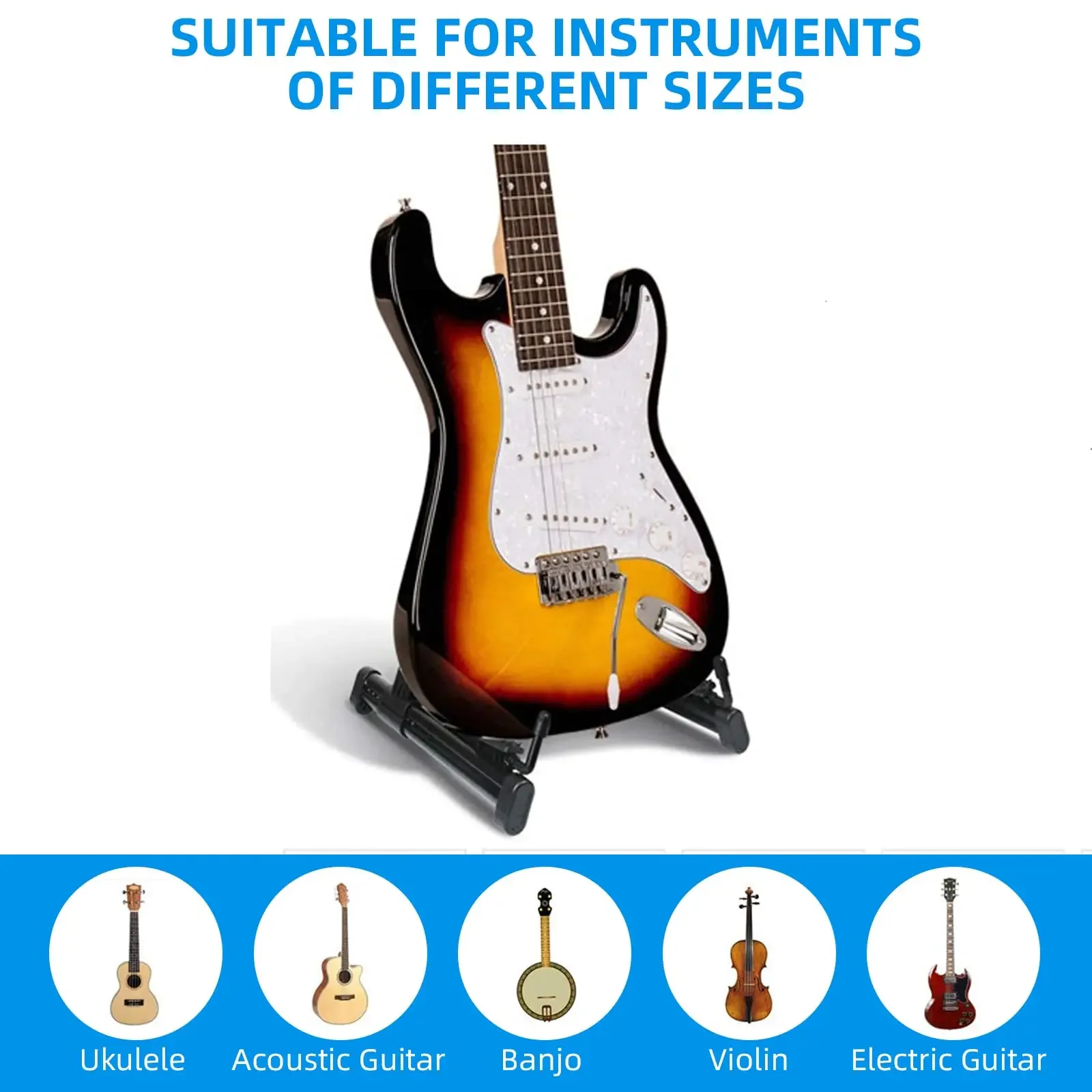 Foldable Lightweight Guitar Stands, Universal ABS Instrument for Classic Acoustic Electric Bass, Banjo, Portable Ukulele