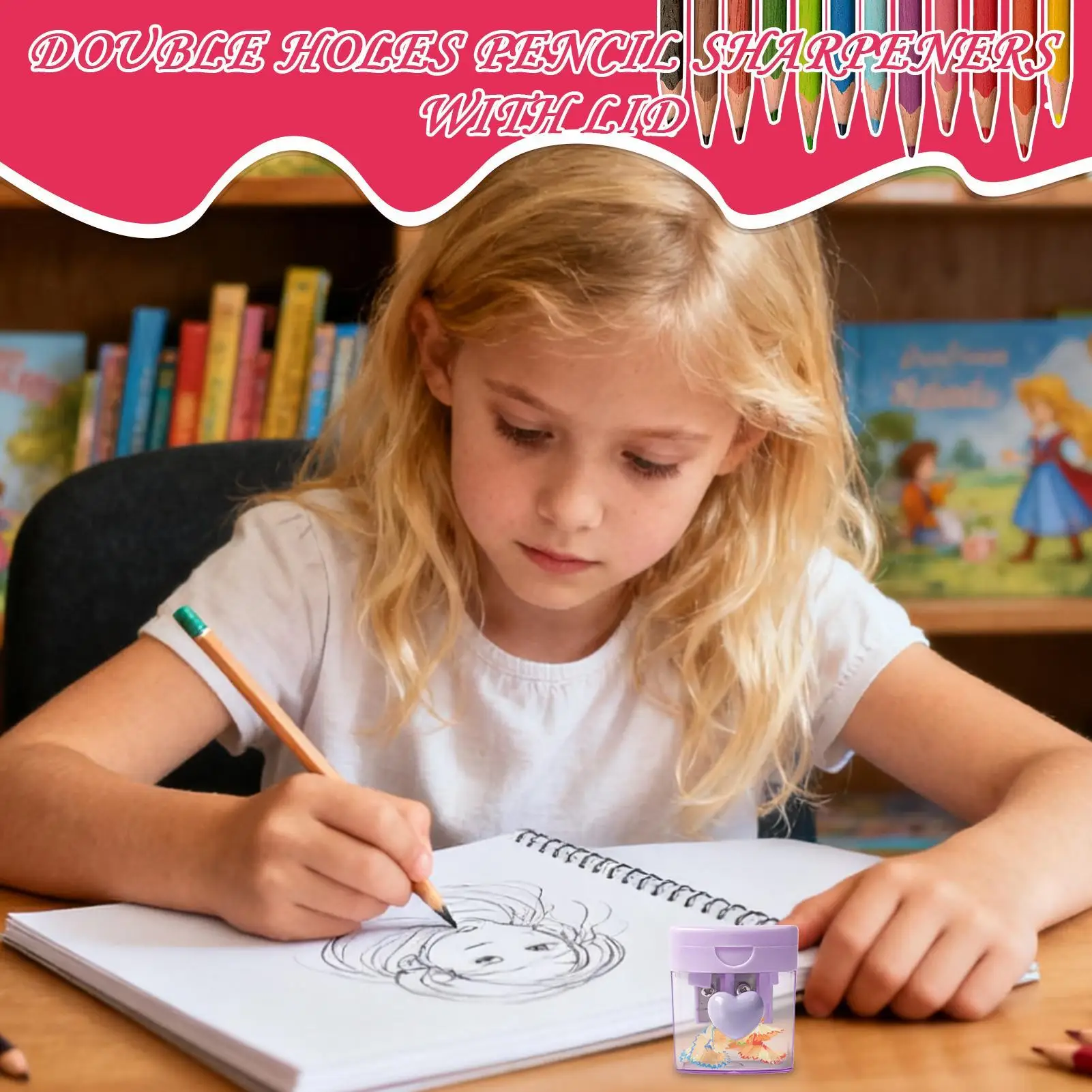 鉛筆削り ポータブル カラフル ダブルホール用品 色鉛筆削り 子供用 教室 アート制作 アーティスト オフィス用