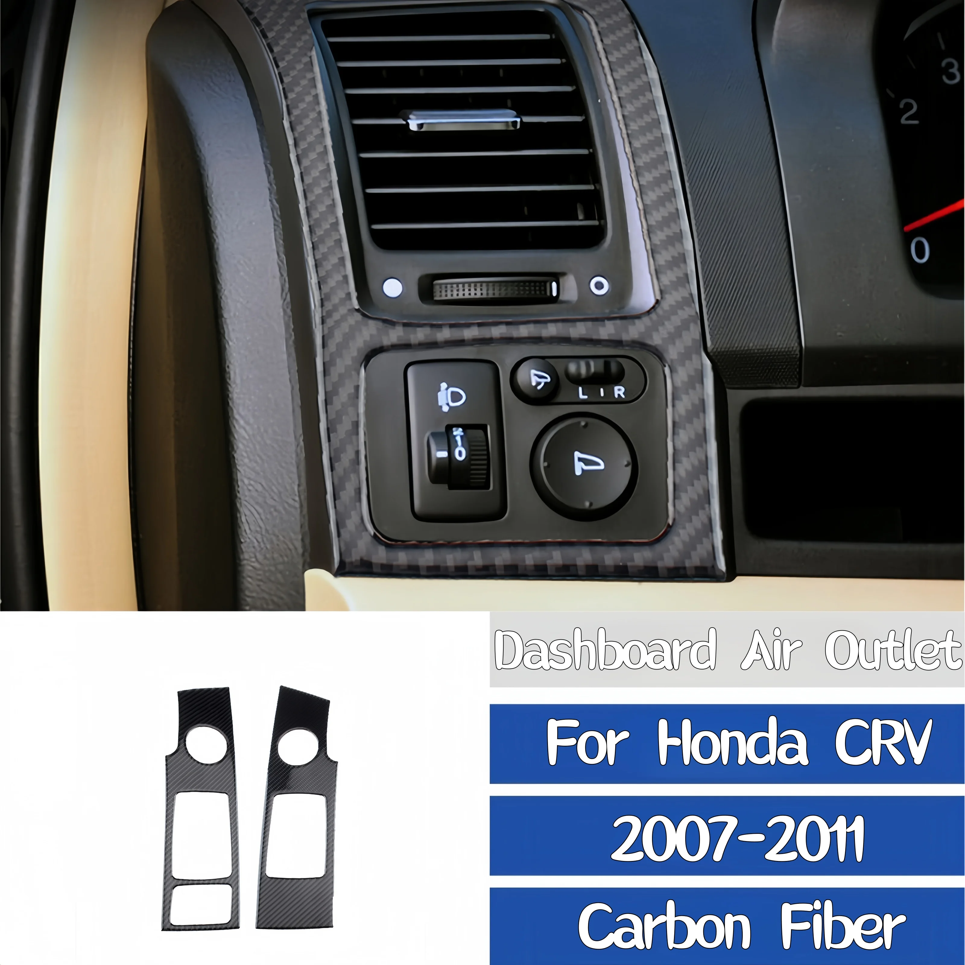 

Для Honda CRV 2007-2011 аксессуары из углеродного волокна, внутренняя панель приборной панели автомобиля, обе стороны, воздуховыпускные отверстия, декоративная крышка, наклейка