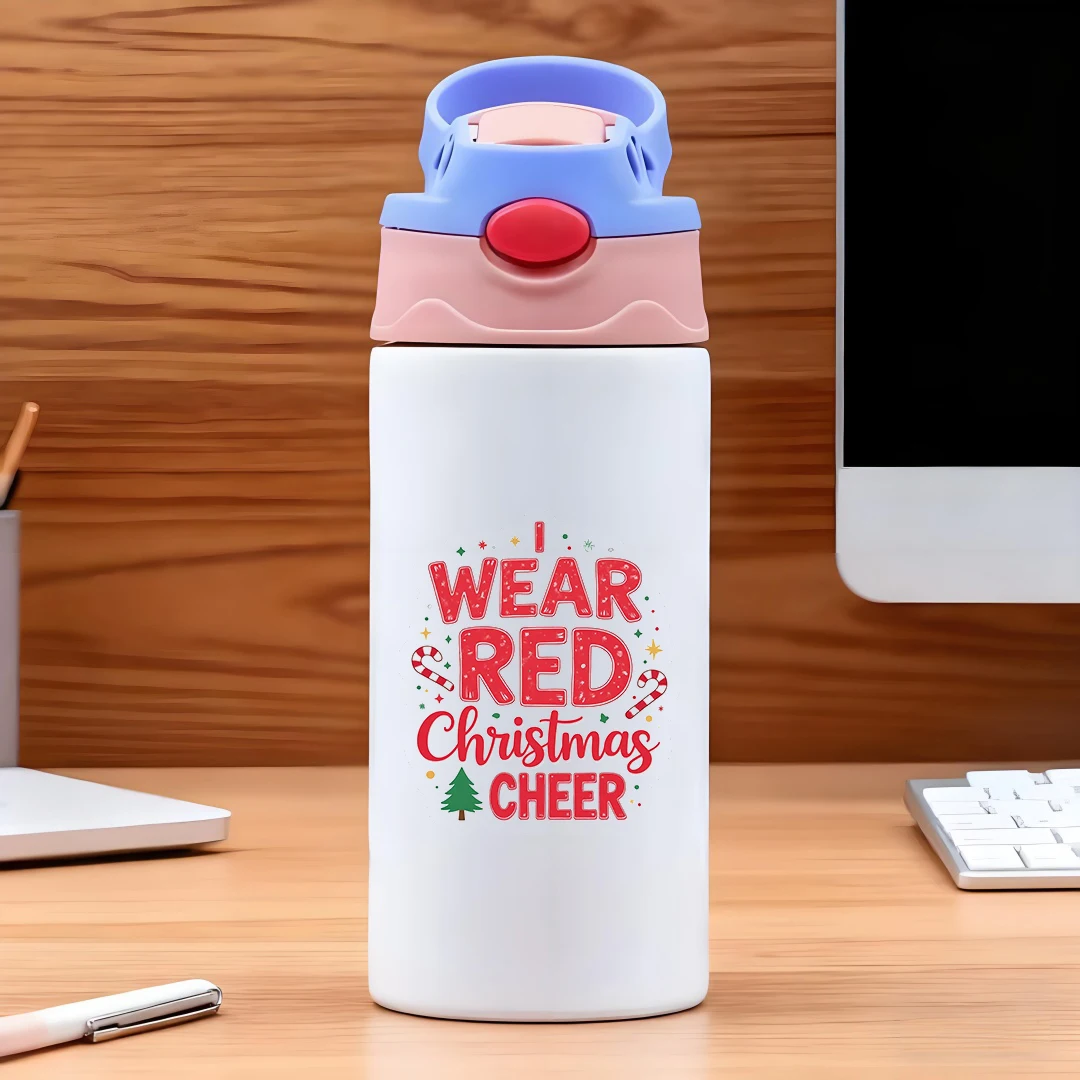 304 الفولاذ المقاوم للصدأ كوب معزول الكرتون عيد الميلاد تحت عنوان كوب بقشة الأطفال زجاجة ماء مجموعة أرتدي الأحمر عيد ميلاد سعيد