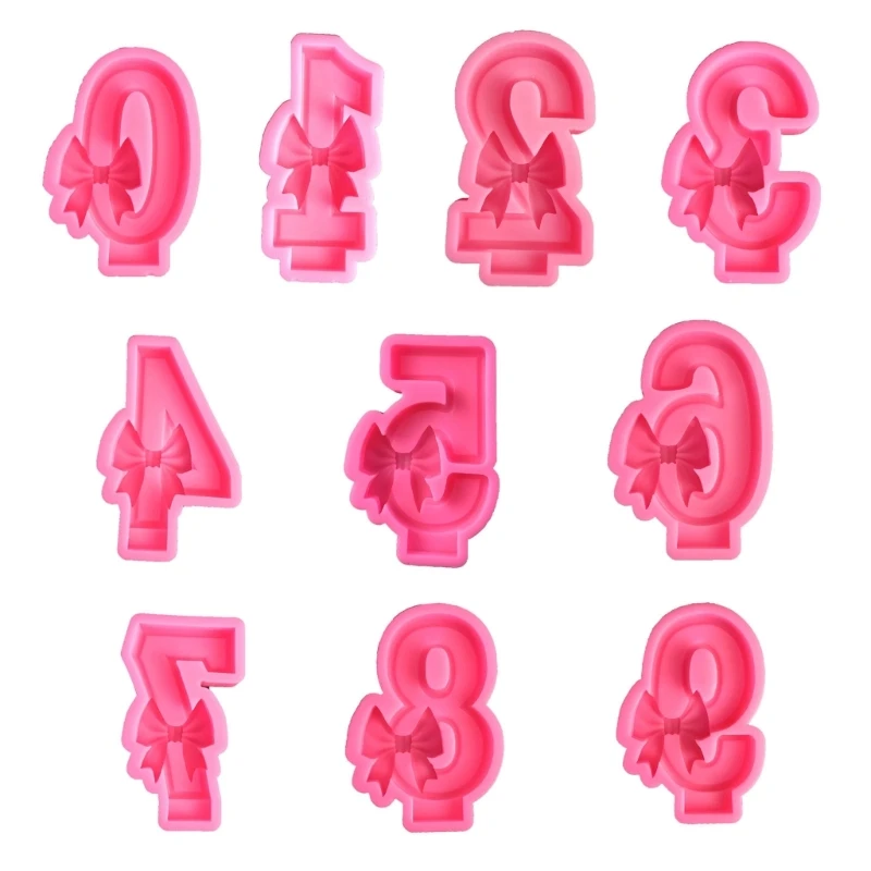 Bow Number Molds Bowknot Baking Silicone Mould Handmade Molds DIY Epoxy Resin Cake Chocolate Bread Decorations