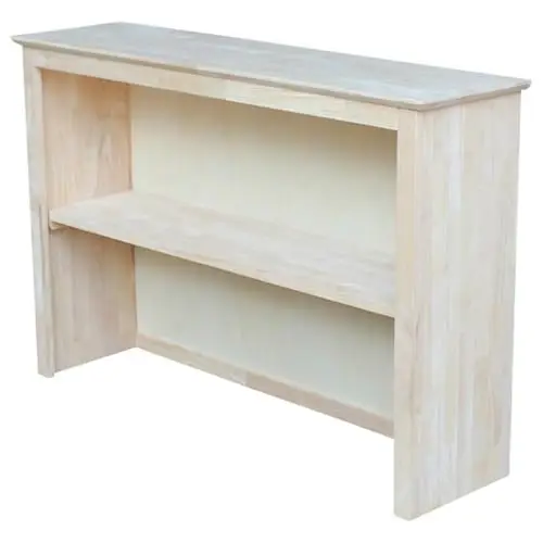 Unfinished Natural Wood Hutch With Two Open Storage Compartments
