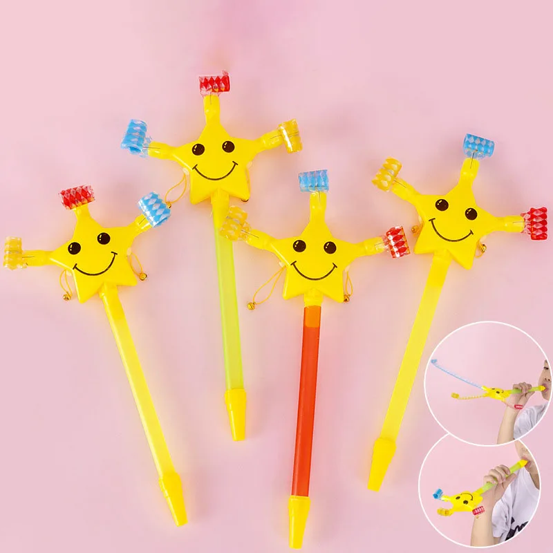 

1Pcs Children's With Bell Retractable Roll Whistle Horn Five Pointed Star Blowing Long Rod Whistle Party Atmosphere Kids Toys