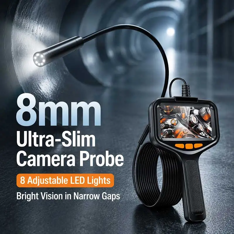 1080P HD Industrial Borescope Camera, LED Light Endoscope Inspection Camera for Sewer Pipe Drain Maintenance