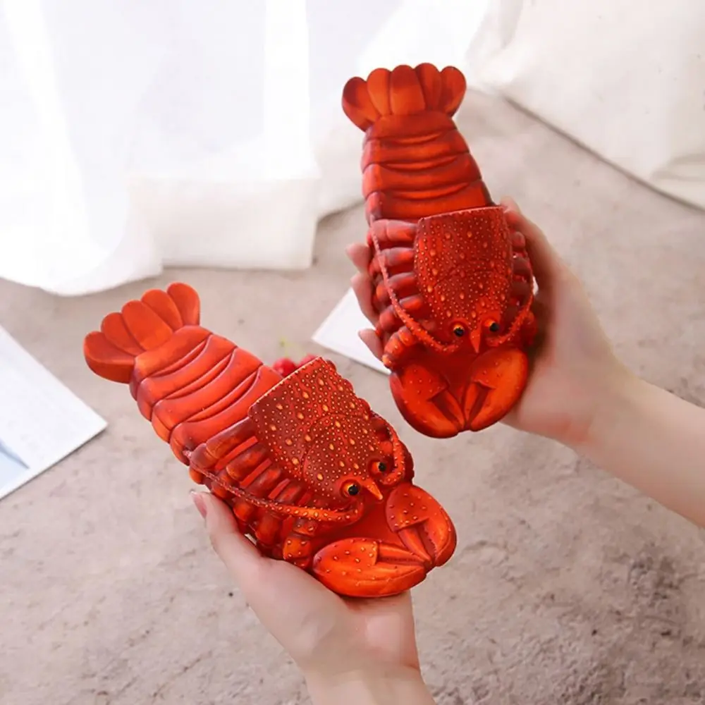 

Creative Non-Slip Lobster Slippers PVC Funny Cartoon Shrimp Slippers Beach Wear Shoes Soft Sole Slippers Women Men Bath