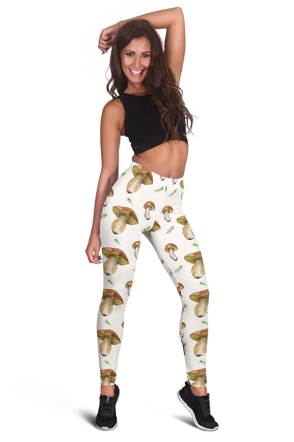 Leggings elásticos con estampado 3D de setas comestibles para mujer, Leggings ajustados, Sexy, gótico, Yoga, 01