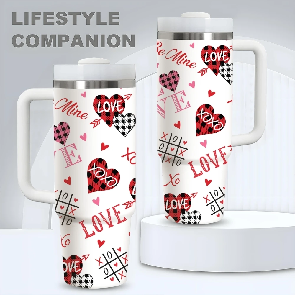 

Valentine's Day 2026 Pink Vacuum Flasks 40oz Stainless Steel Vacuum Insulated Tumbler with Straw Leak Resistant Travel Mug