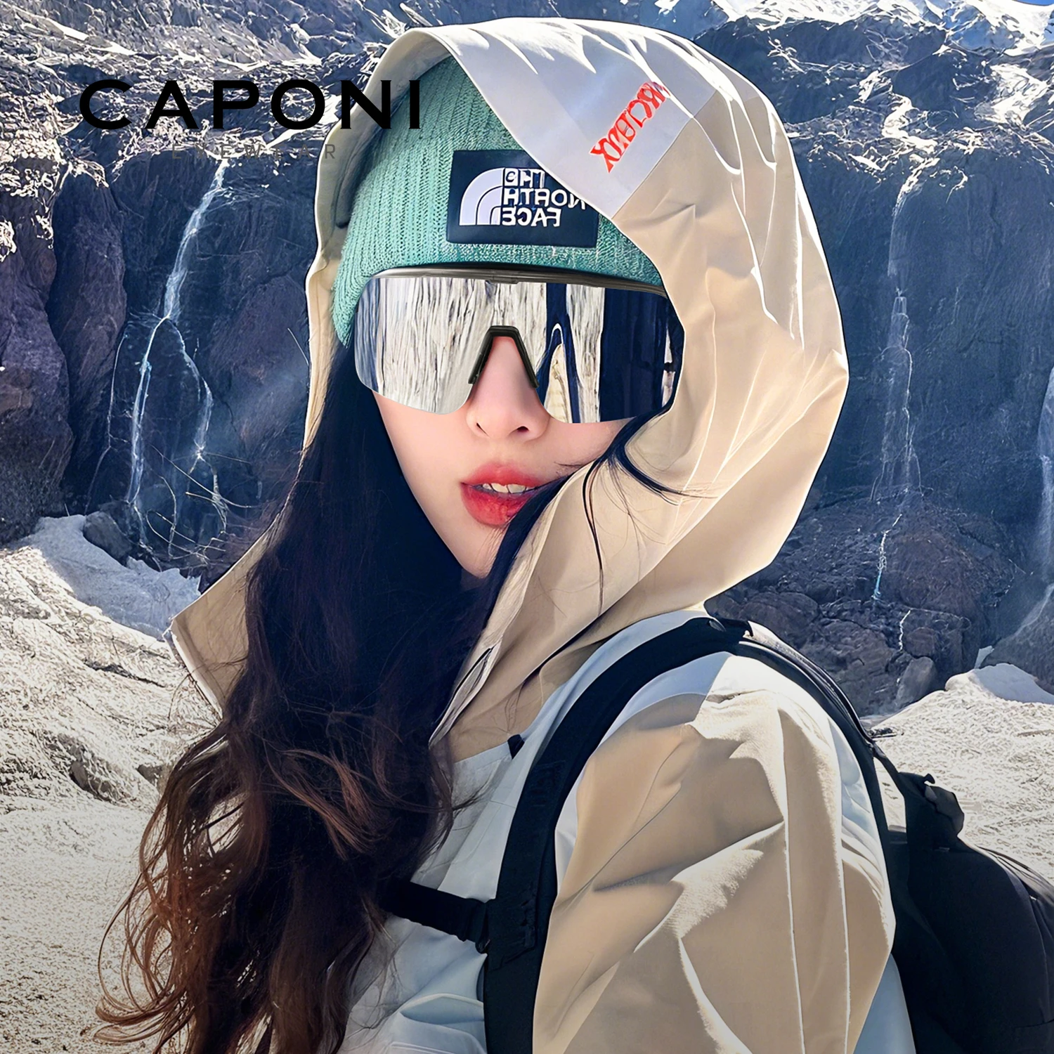 CAPONI Original Design Women Sunglasses Anti-fog Photochromic Outdoor Climbing Sport Cycling Goggles Protection Glasses BS35711