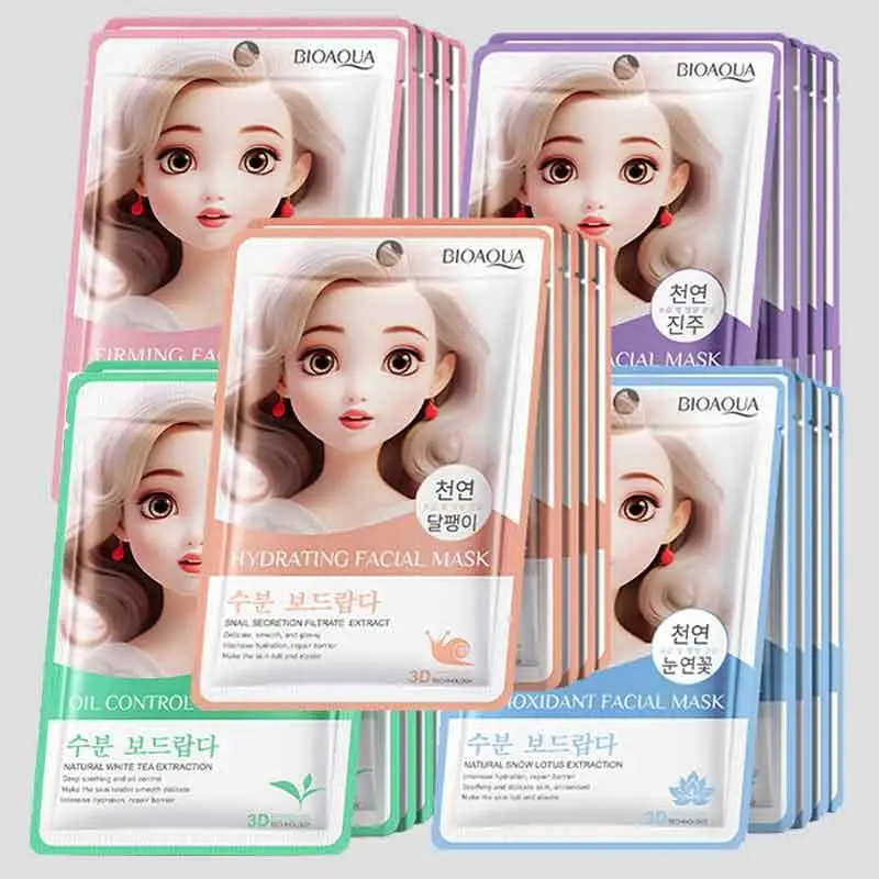 

5pcs/1pcs BIOAOUA Facial Mask White Tea Whitening Face Mask Oil Control Mask Moisturizing Anti-aging Facial Skin Care Products