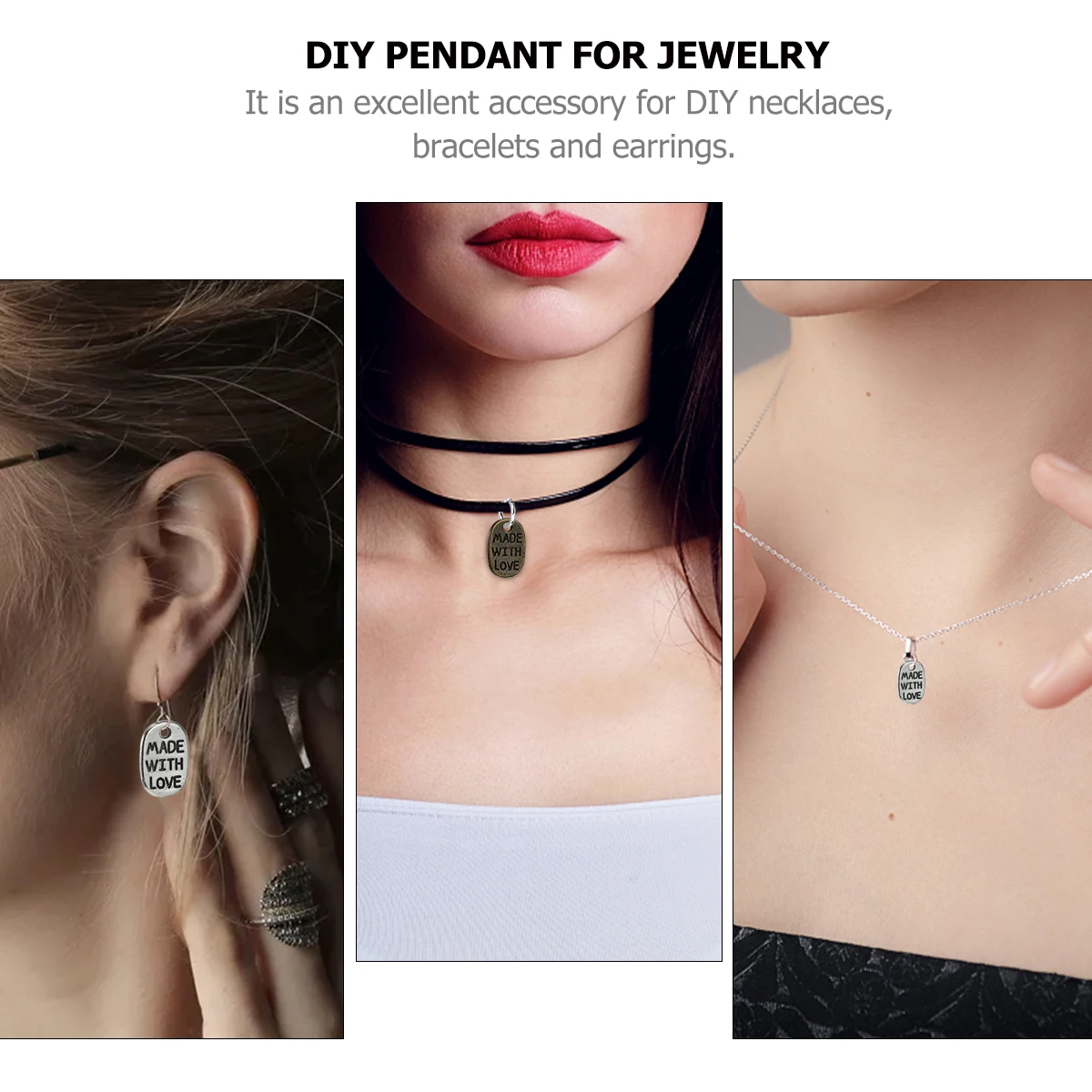 

360 pcs Alloy Charm DIY Jewelry Making Accessories Engraved MADE WITH LOVE Alloy Pendant Charms Letters Smooth Surface