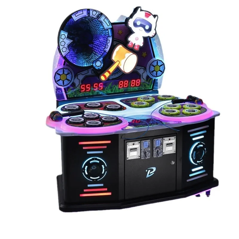 

Роскошная двойная монетная машина Whack-a-Mole, новая модель, пластиковое ведро для детей, 1 год, развлечения