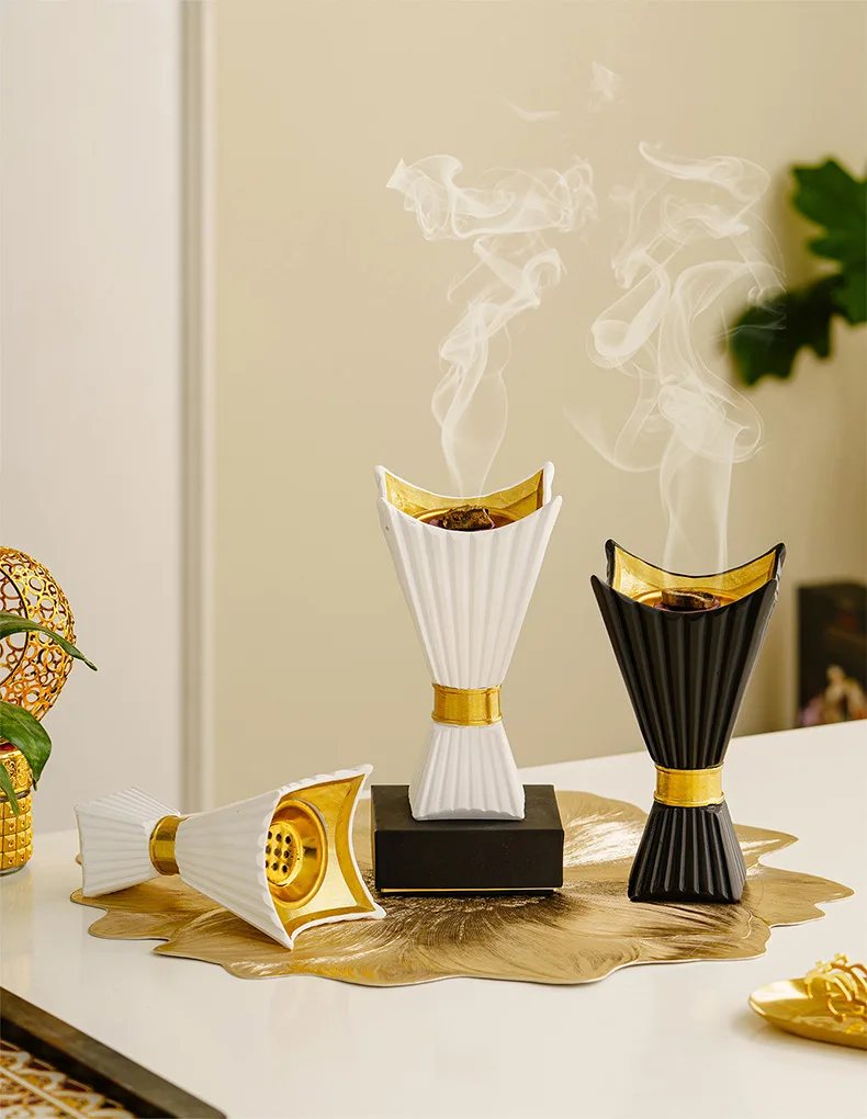 Modern Square Corner Holy Grail Incense Burner Light Luxury Aromatherapy Burner Home Living Room Desktop Decoration Ornament