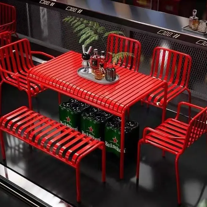 

Milk tea shop barbecue table open-air waterproof and sunscreen balcony courtyard table and chair combination