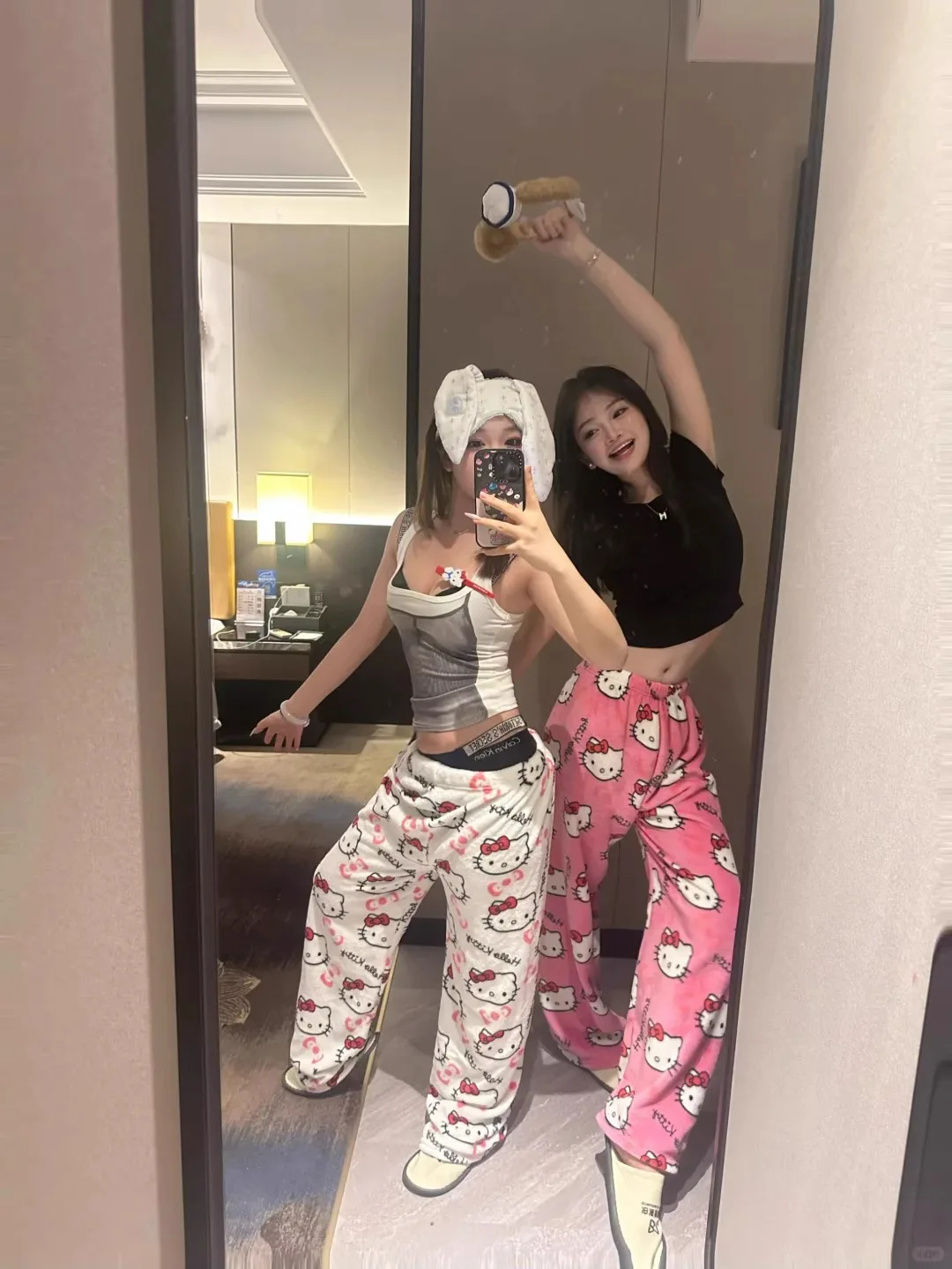 سانريو مرحبا كيتي الفانيلا منامة المرأة Kawaii أنيمي الكرتون عارضة المنزل السراويل هالوين الأزياء السراويل الصوفية الخريف ارتداء #4