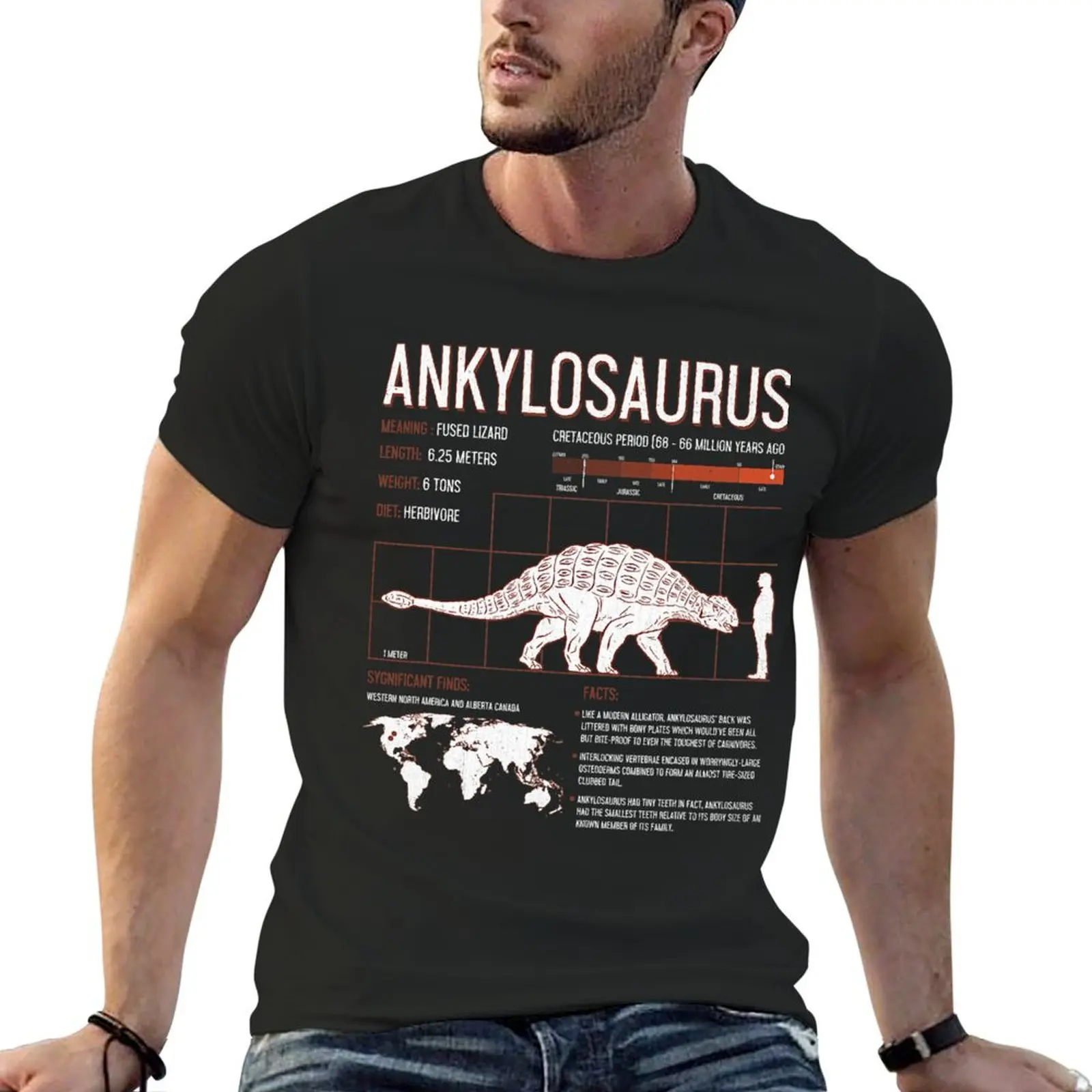 Ankylosaurus Dinosaur Facts T Shirt Mens Womens Kids Science T-Shirt Short sleeve tee summer tops black t shirts for men