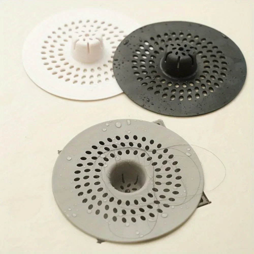 Durable Anti-blocking Hair Kitchen Sink Filter Round Stain Resistant Sink Strainer Silicone Lightweight Hair Filter Kitchen
