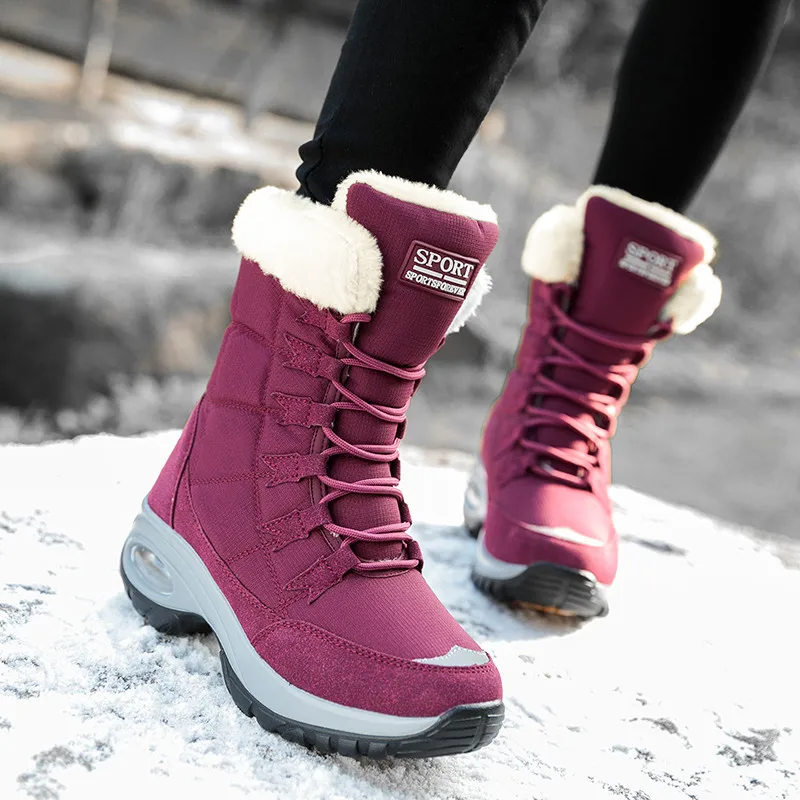 Winter Boots Women Non-slip Waterproof Snow Boots Ankle Platform Winter Shoe Booties with Thick Fur Thigh High Boots Botas Mujer