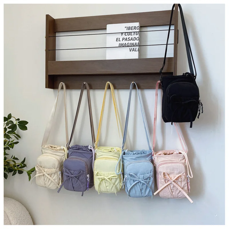 Ao ar livre feminino pequeno bowknot crossbody saco nó bolsa do telefone móvel único oulder saco de viagem garrafa de água térmica saco