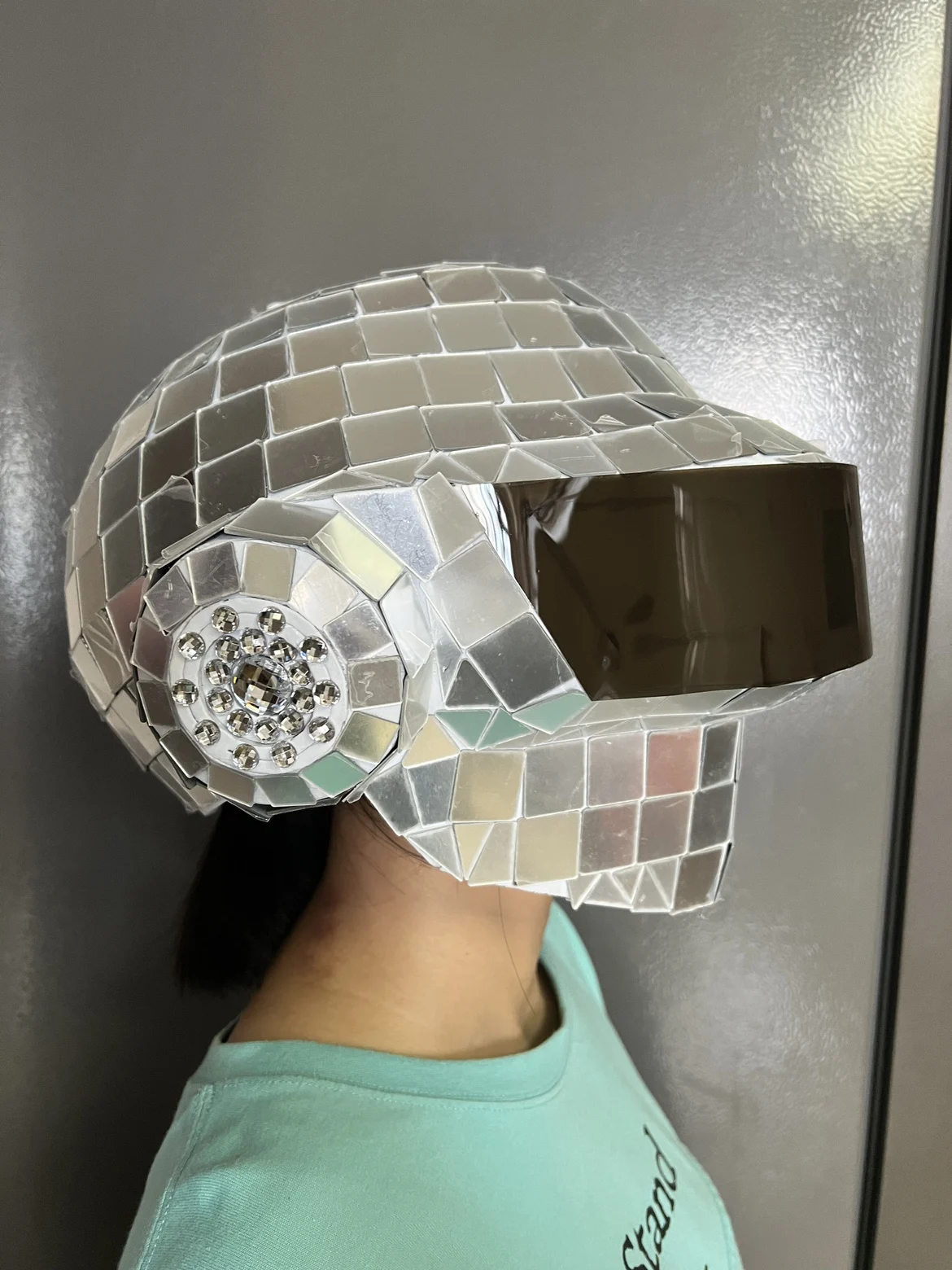 Atmosphere props LED luminous helmet Future Technology Interstellar Headgear Punk mirrored helmet Wearable headgear