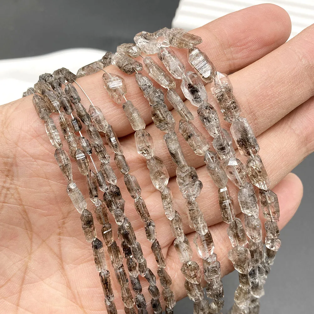 1Pc Rare Natural Raw Pakisten Herkimer Diamond Beads Double Pointed Crystal Quartz For Jewelry Bracelet Pendant Making DIY Gift