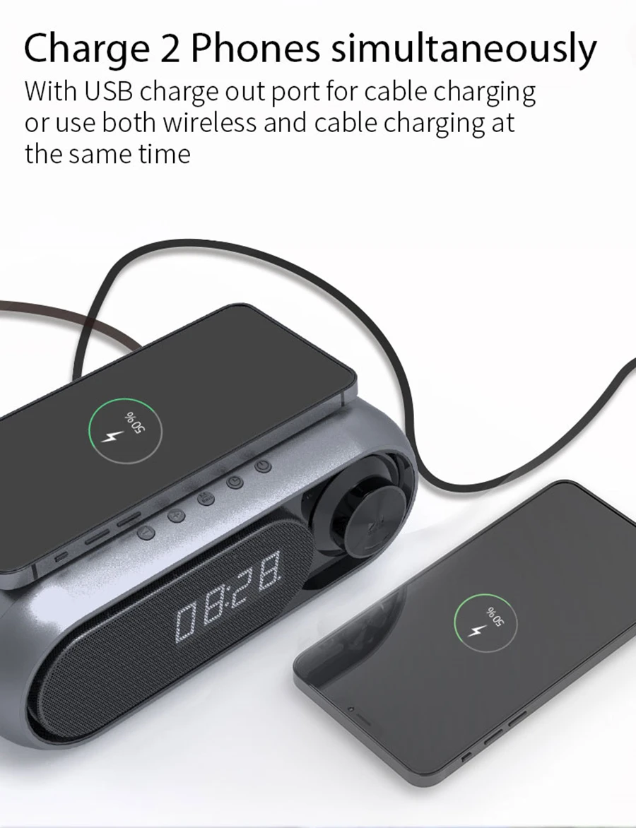 سماعة لاسلكية تعمل بالبلوتوث المتكلم USB شاحن لاسلكي للهاتف المحمول صندوق الصوت مضخم صوت مسرح منزلي صغير مع مكبرات صوت راديو FM