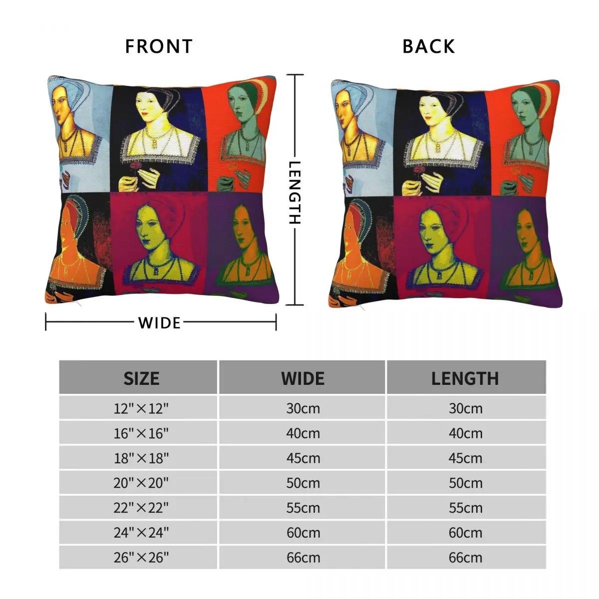 Anne Boleyn Pop Collection Square Pillowcase Polyester Linen Velvet Pattern Zip Decor Home Cushion Cover