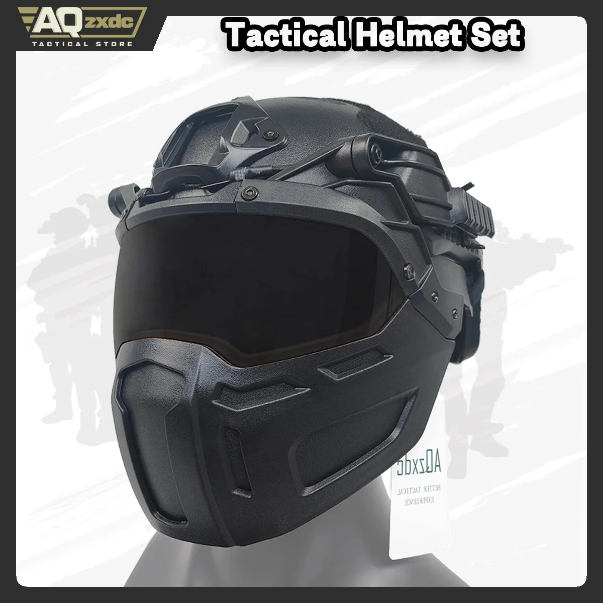 AQzxdc Tactical Paintball Helmet Set with Mask and Visor Set, Military Full Face Shooting Protective Gear, for  Airsoft  CS Game